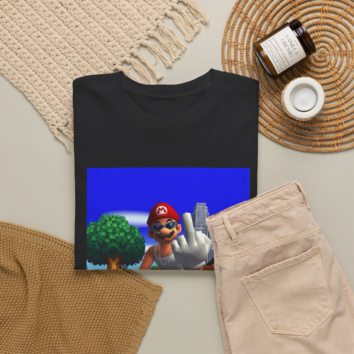 Thug Mario Flipping The Bird Tee
