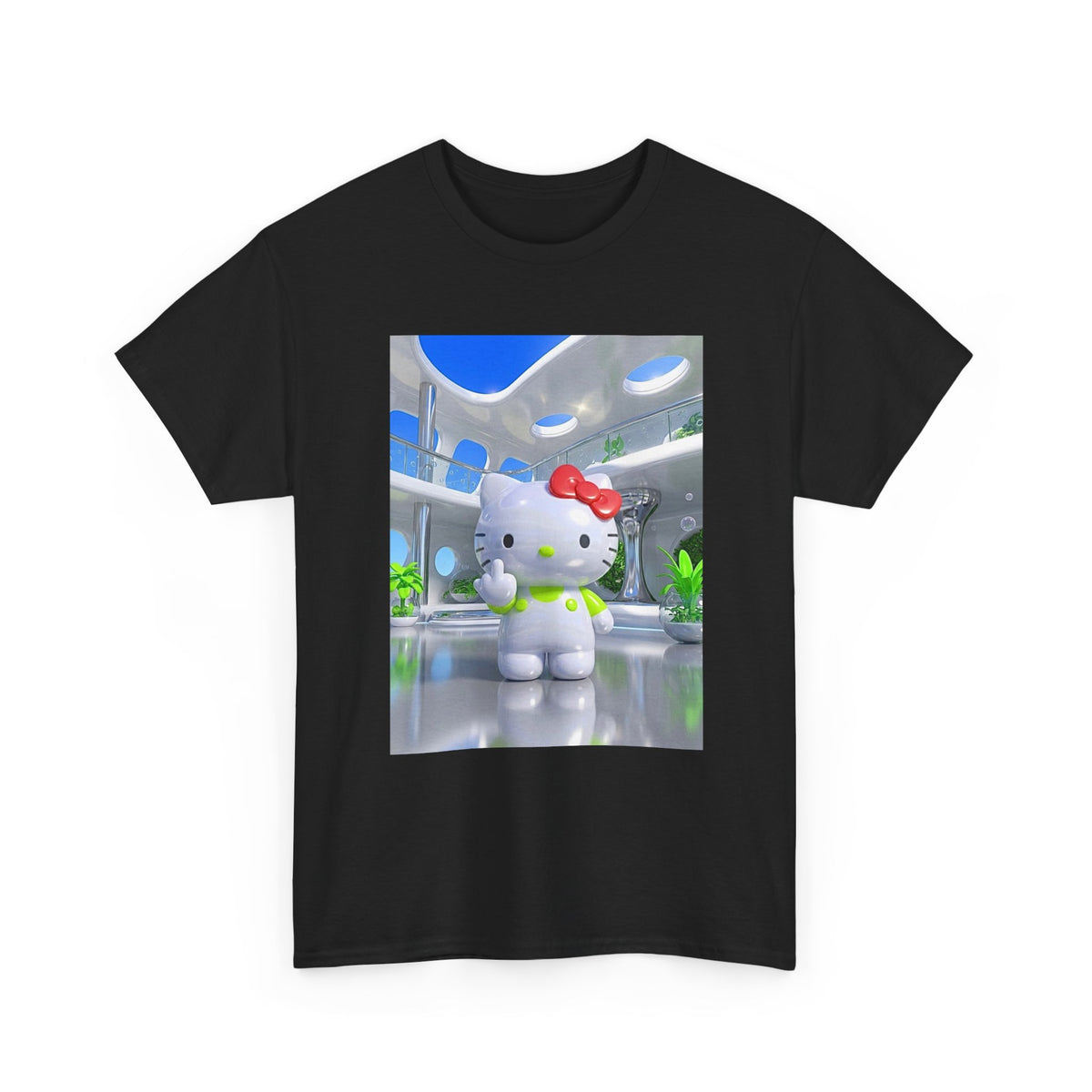 Kitty Flips The Bird In Futuristic Lounge
