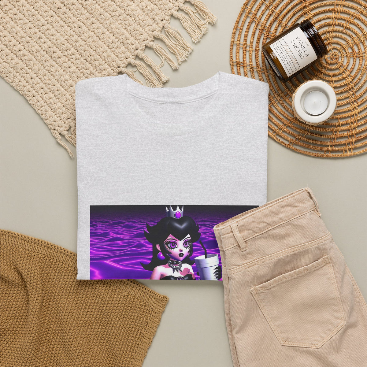 Goth Peach Wading In Purple Waves