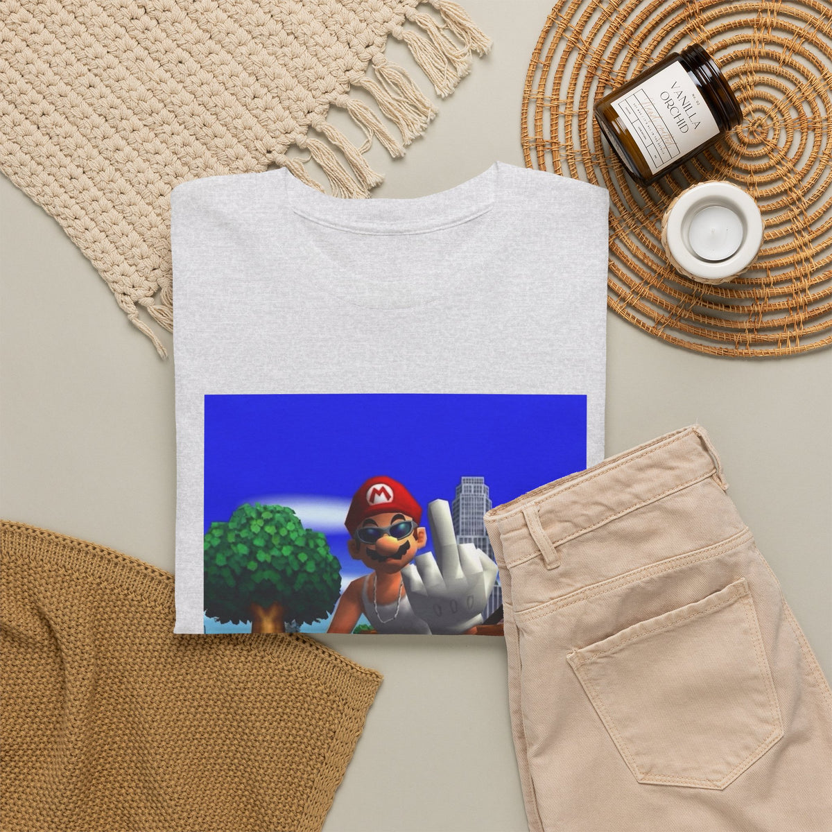 Thug Mario Flipping The Bird Tee