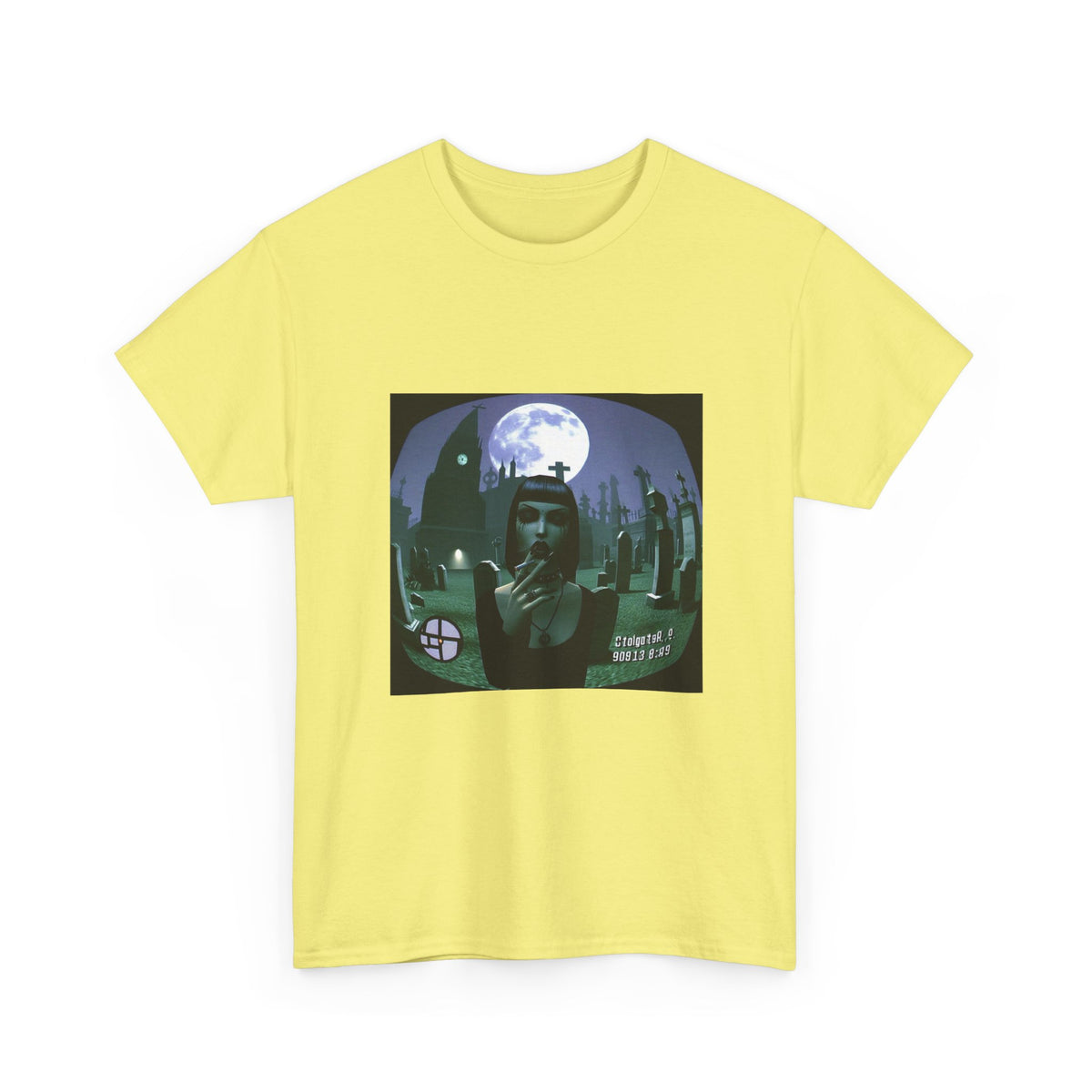 Goth Sim Smoking In Cemetery Moonlight Tee