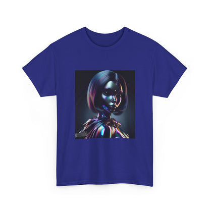 Holographic Cyberpunk Raven Stares Intensively