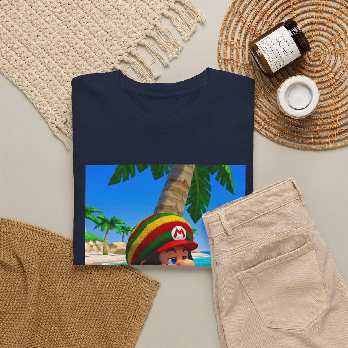 Rasta Mario Chilling On Beach Tee