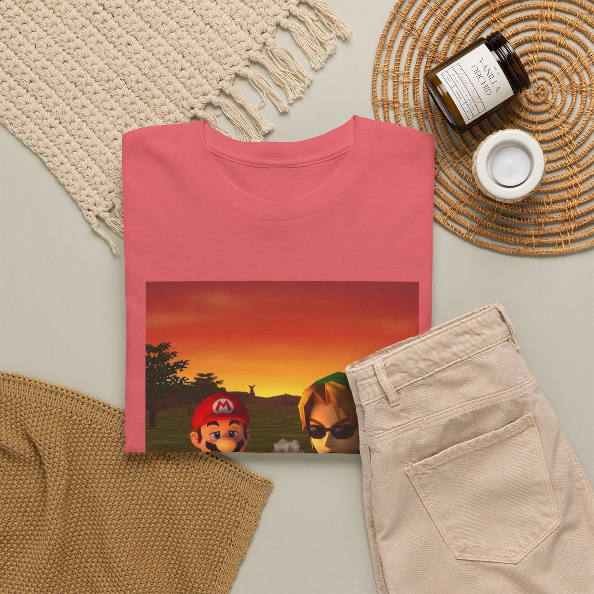 Mario and Link Chilling by Campfire