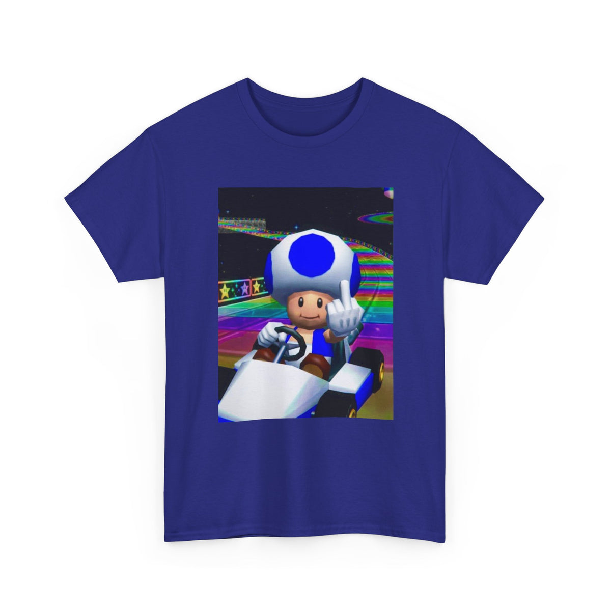 Blue Toad Flipping Off On Rainbow Road Tee