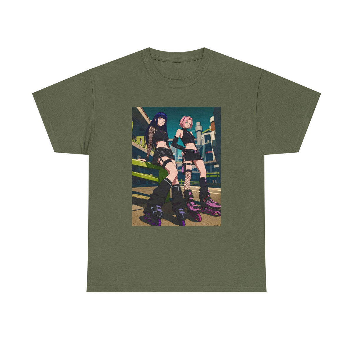 Anime Rollerblade Duo On City Street Tee