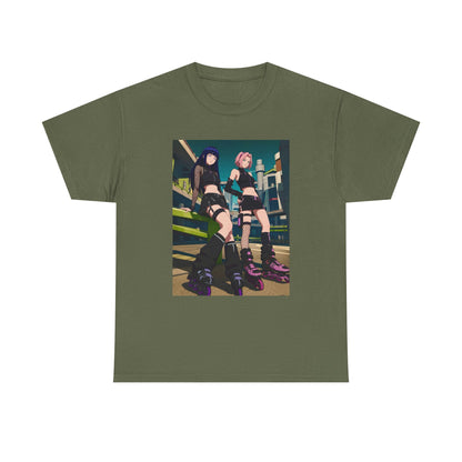 Anime Rollerblade Duo On City Street Tee