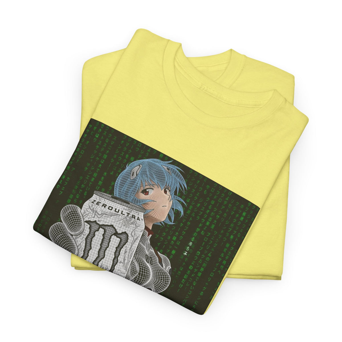 Rei Ayanami Holding Monster Energy Wireframe Tee