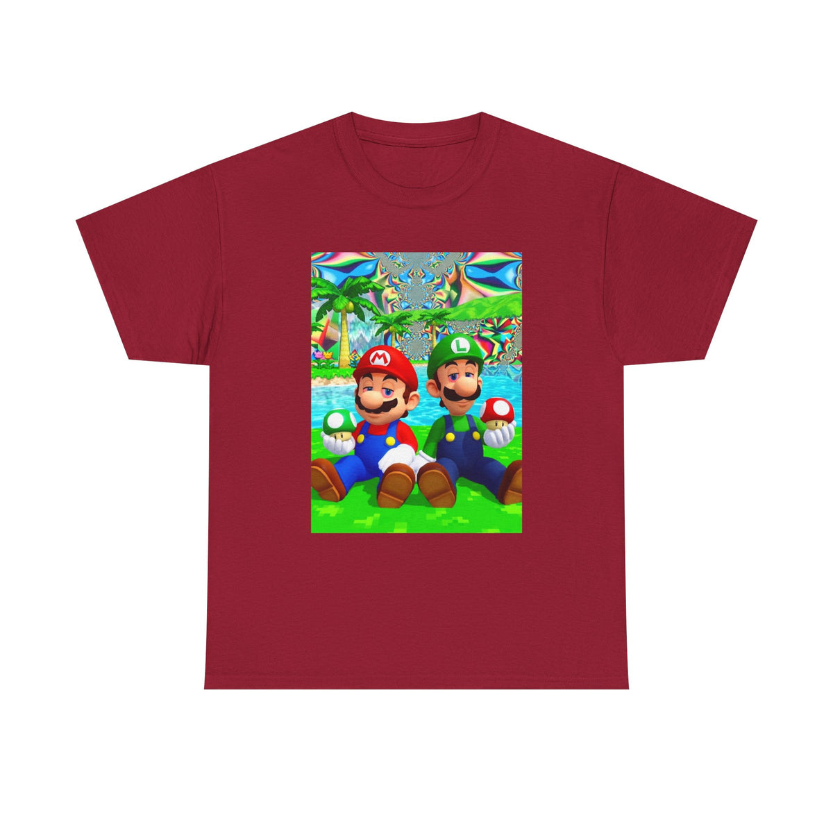 Mellow Mario And Luigi With Mushrooms Tee