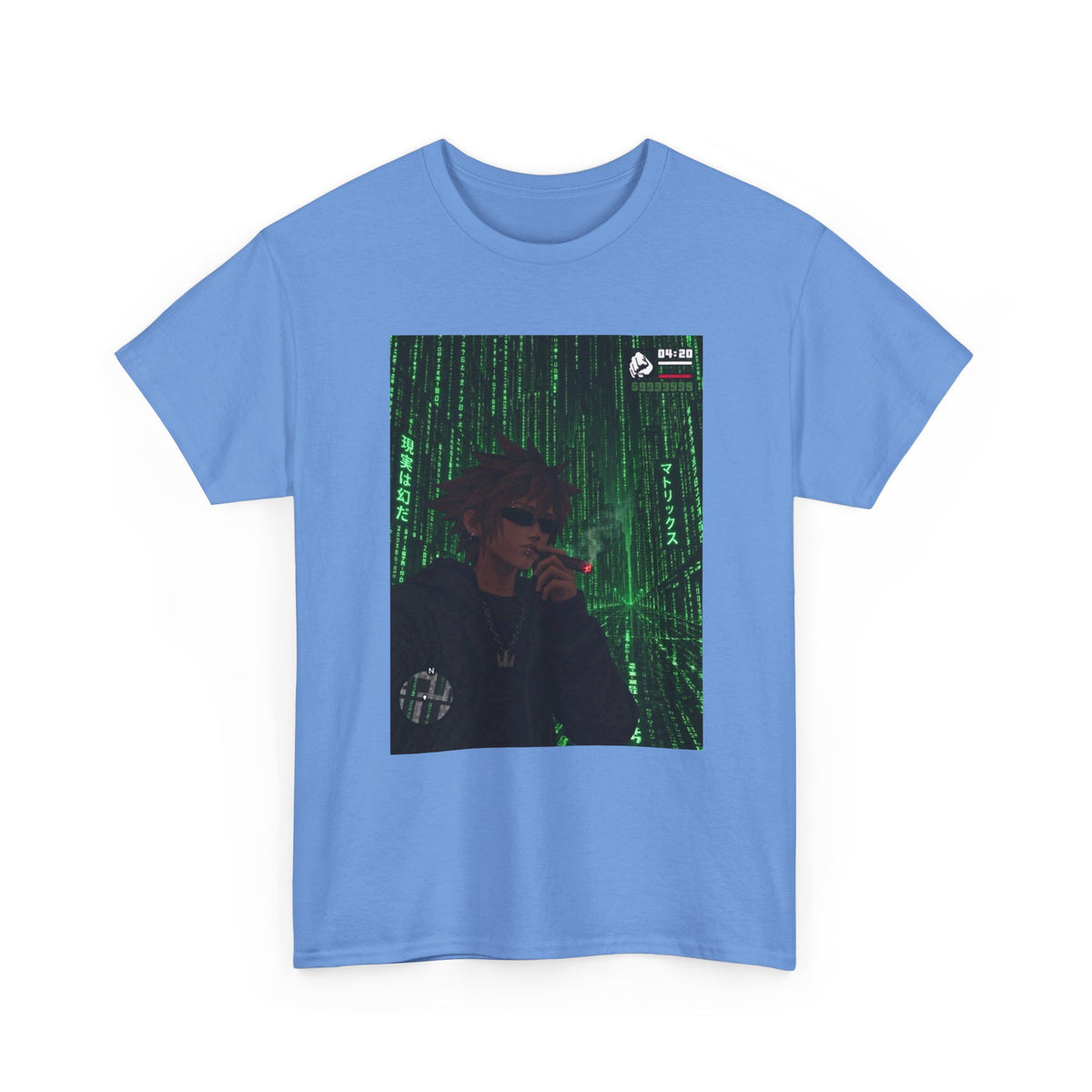 Anime Character Smoking Cigar In Matrix Tee