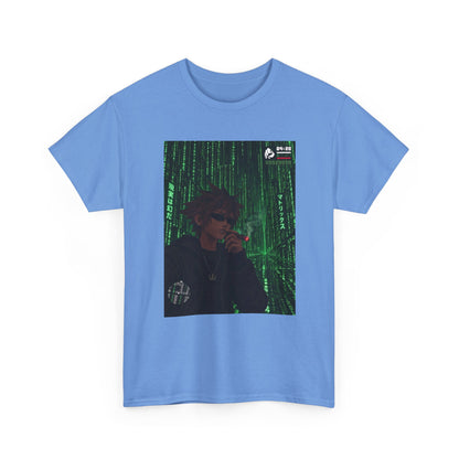 Anime Character Smoking Cigar In Matrix Tee