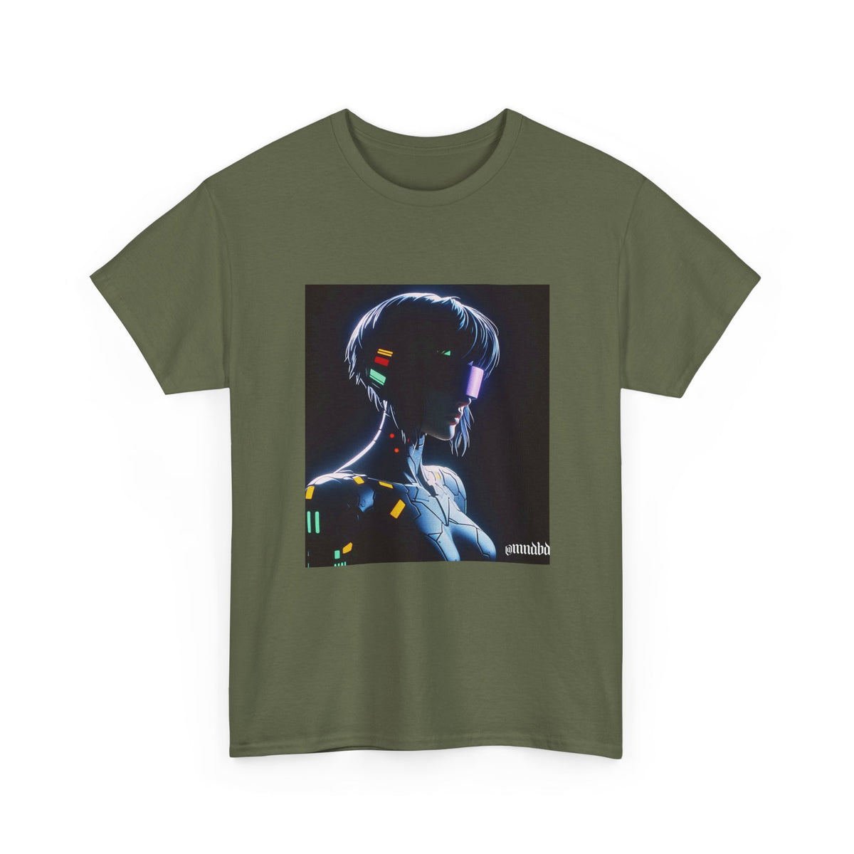 Cybernetic Enigmatic Figure Glowing In Darkness