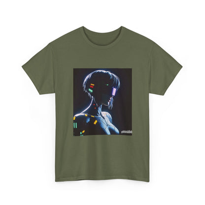 Cybernetic Enigmatic Figure Glowing In Darkness