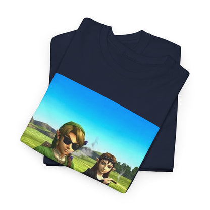 Link and Zelda Smoking Cigars In A Field