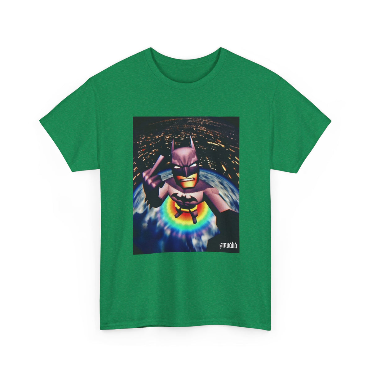 Pixel Batman Soaring Above Earth Tee
