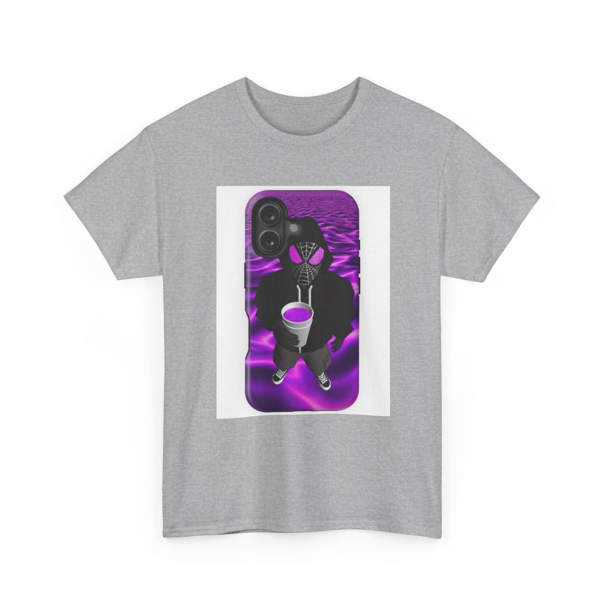 Pixelated Web-Slinger Holding Purple Drink Tee