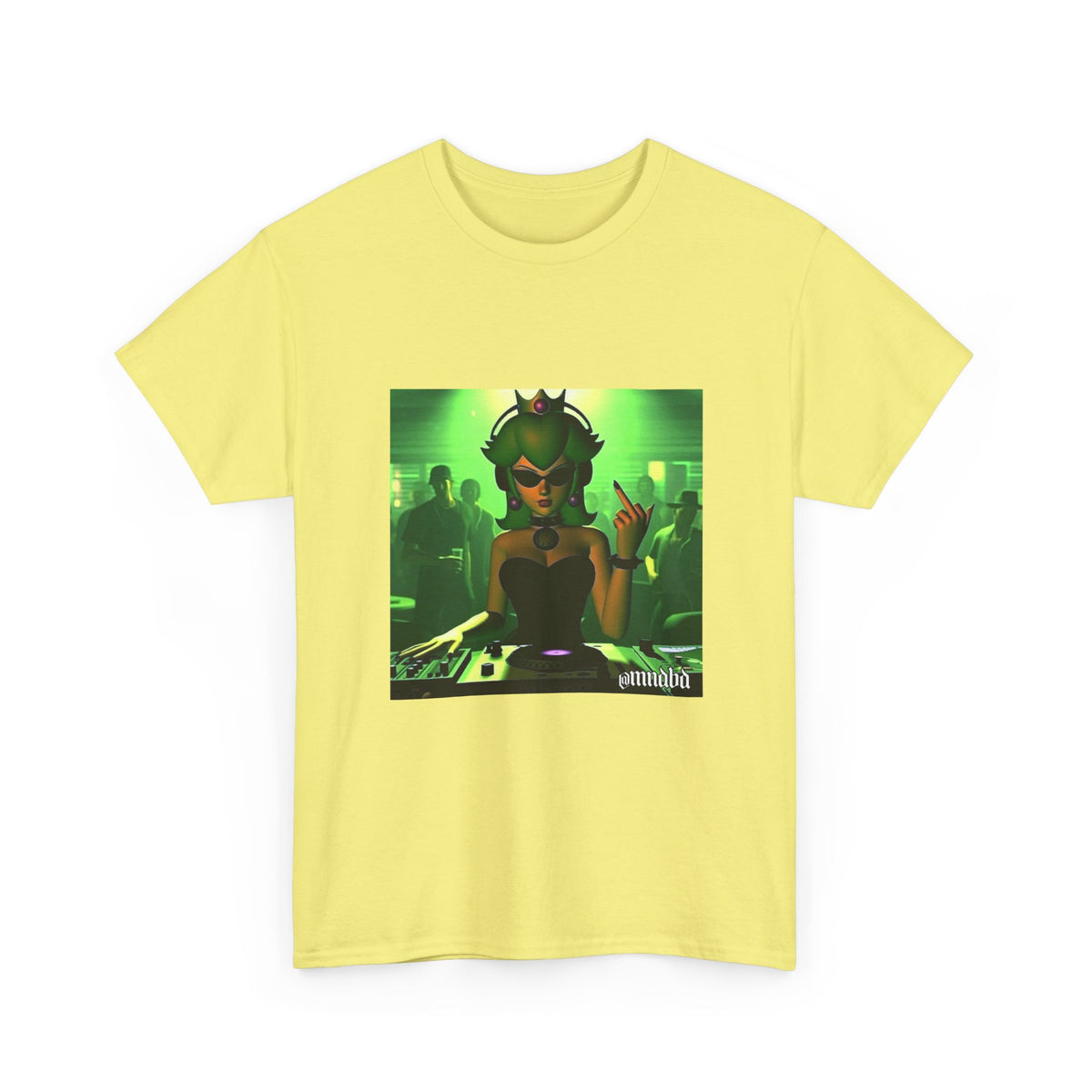 Edgy Green-Haired DJ Princess Flipping Off Crowd