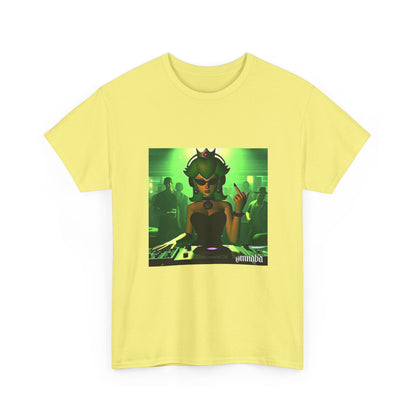 Edgy Green-Haired DJ Princess Flipping Off Crowd