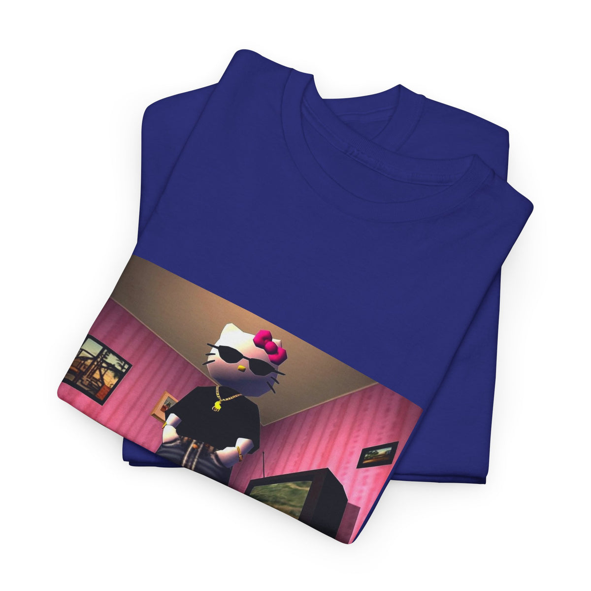 Gangsta Hello Kitty Chillin' In Low Poly Room Tee