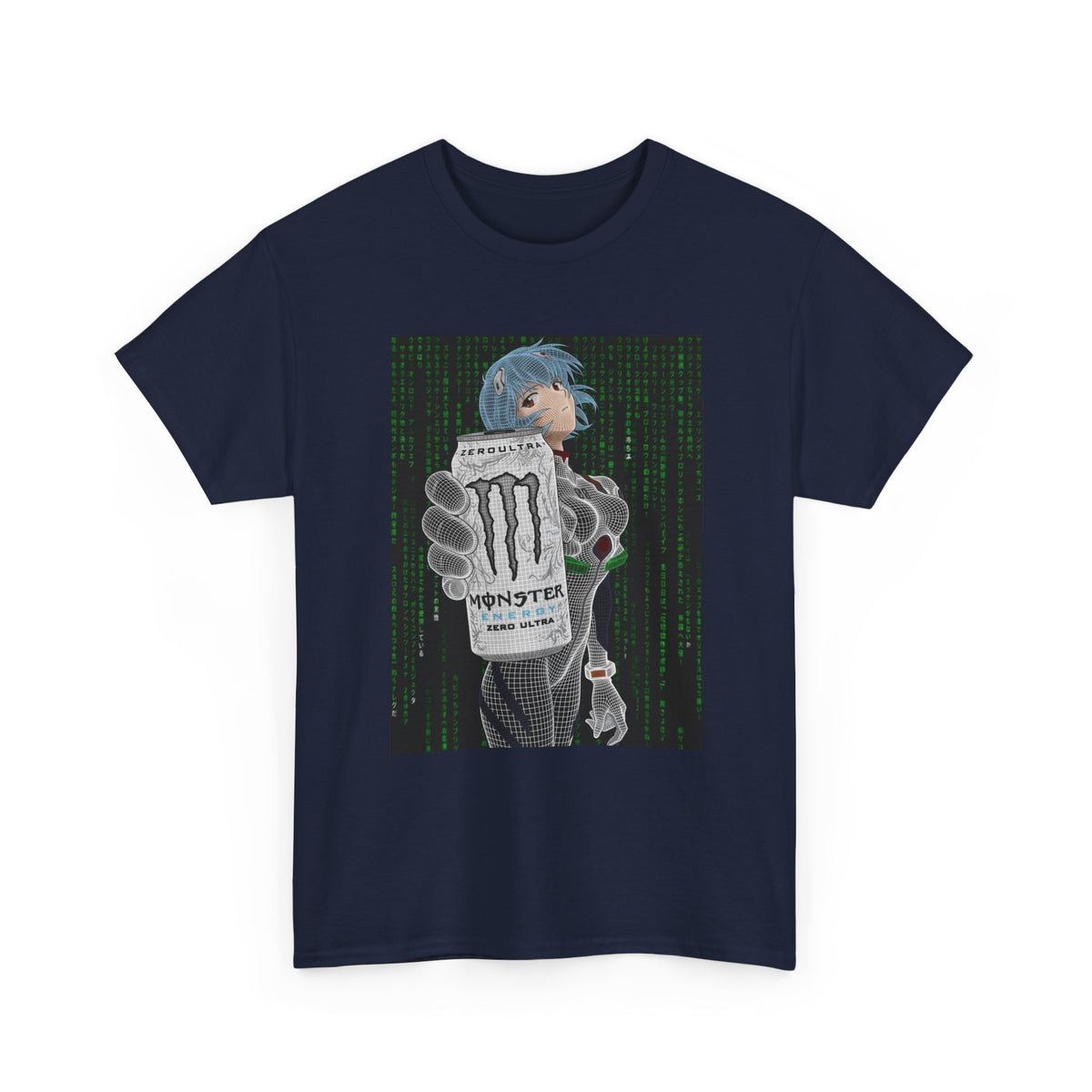 Rei Ayanami Holding Monster Energy Wireframe Tee