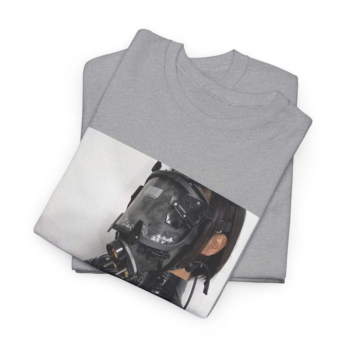 Figure Wearing Gas Mask Tee