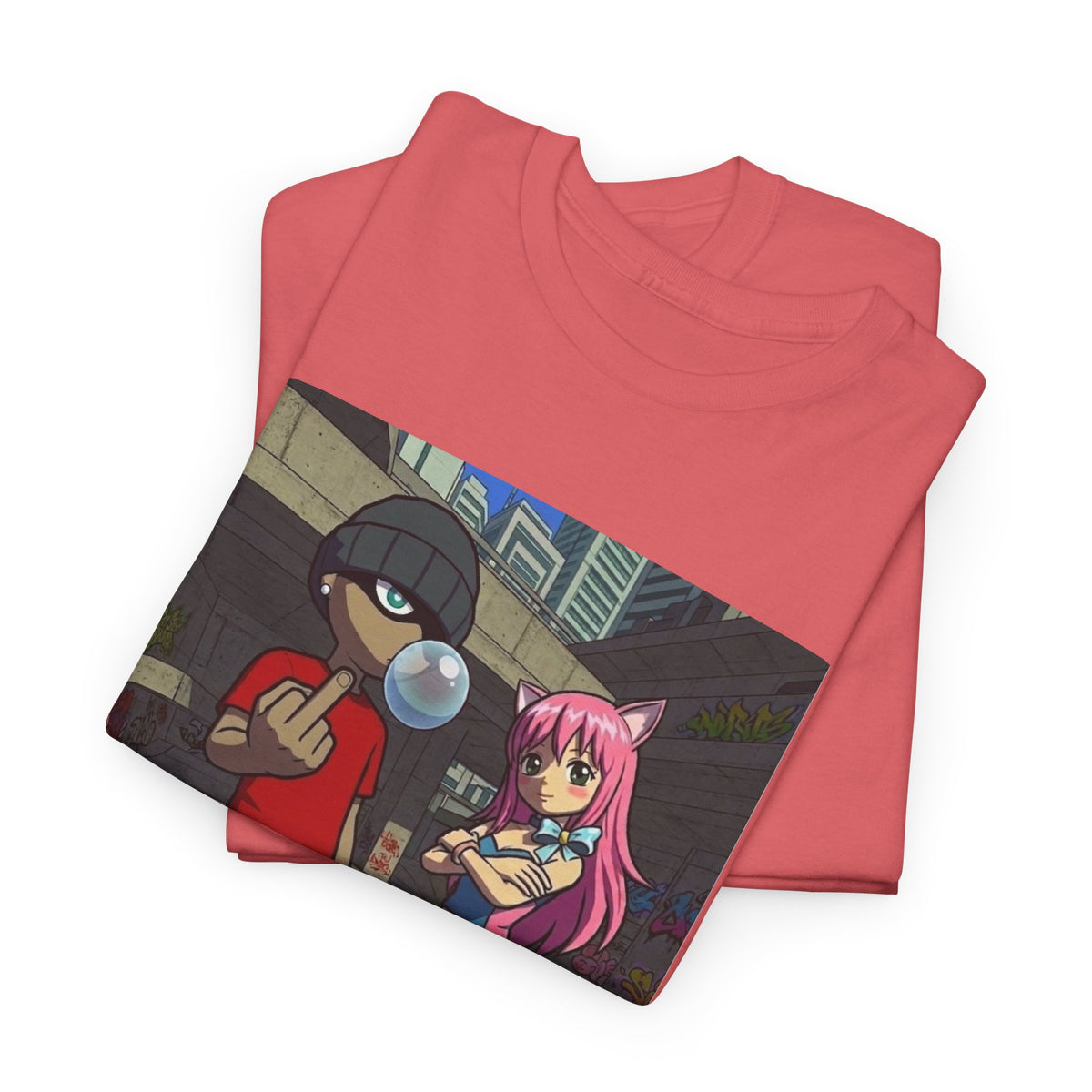 Skater Punk And Kitty Girl In Skater Park Tee