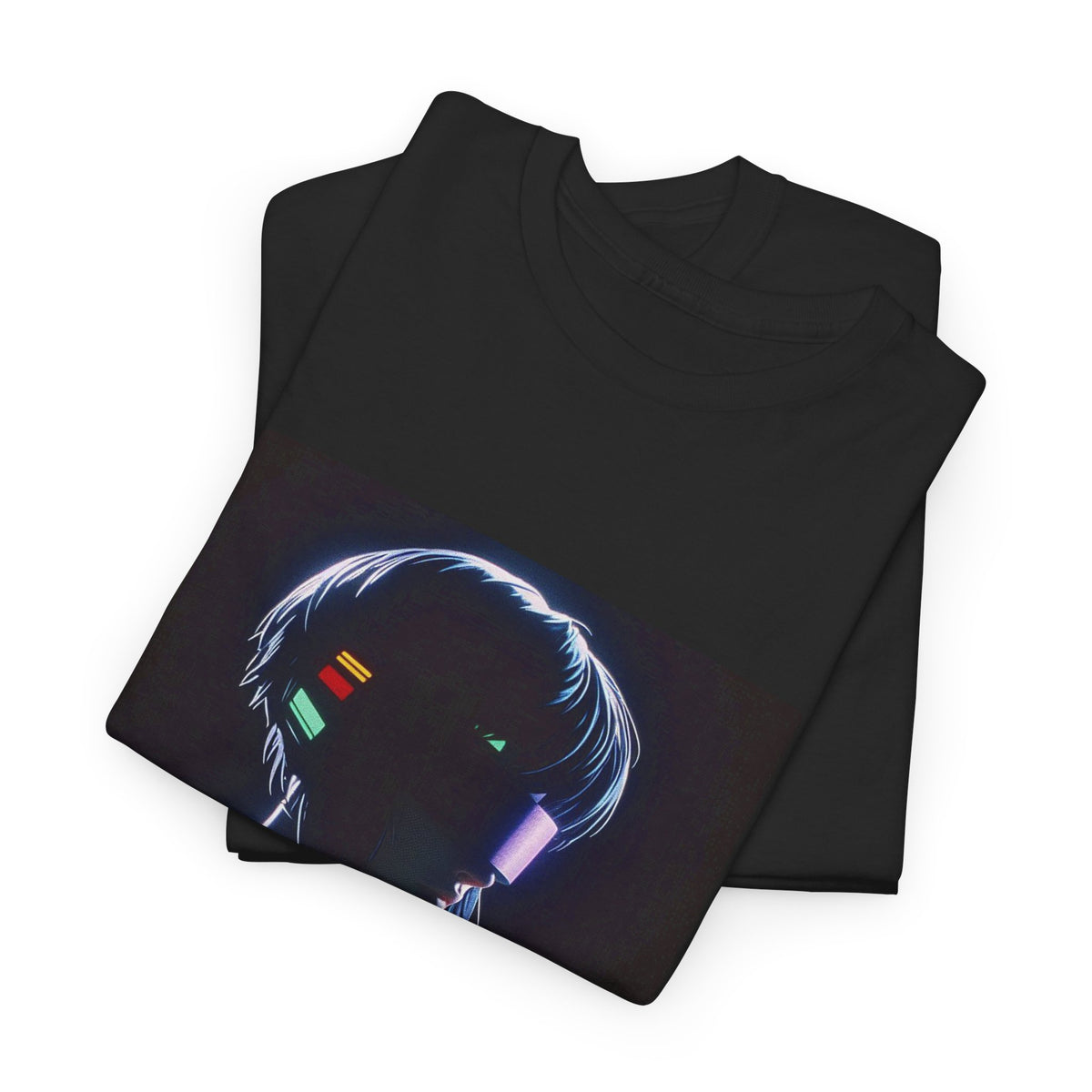 Cybernetic Enigmatic Figure Glowing In Darkness