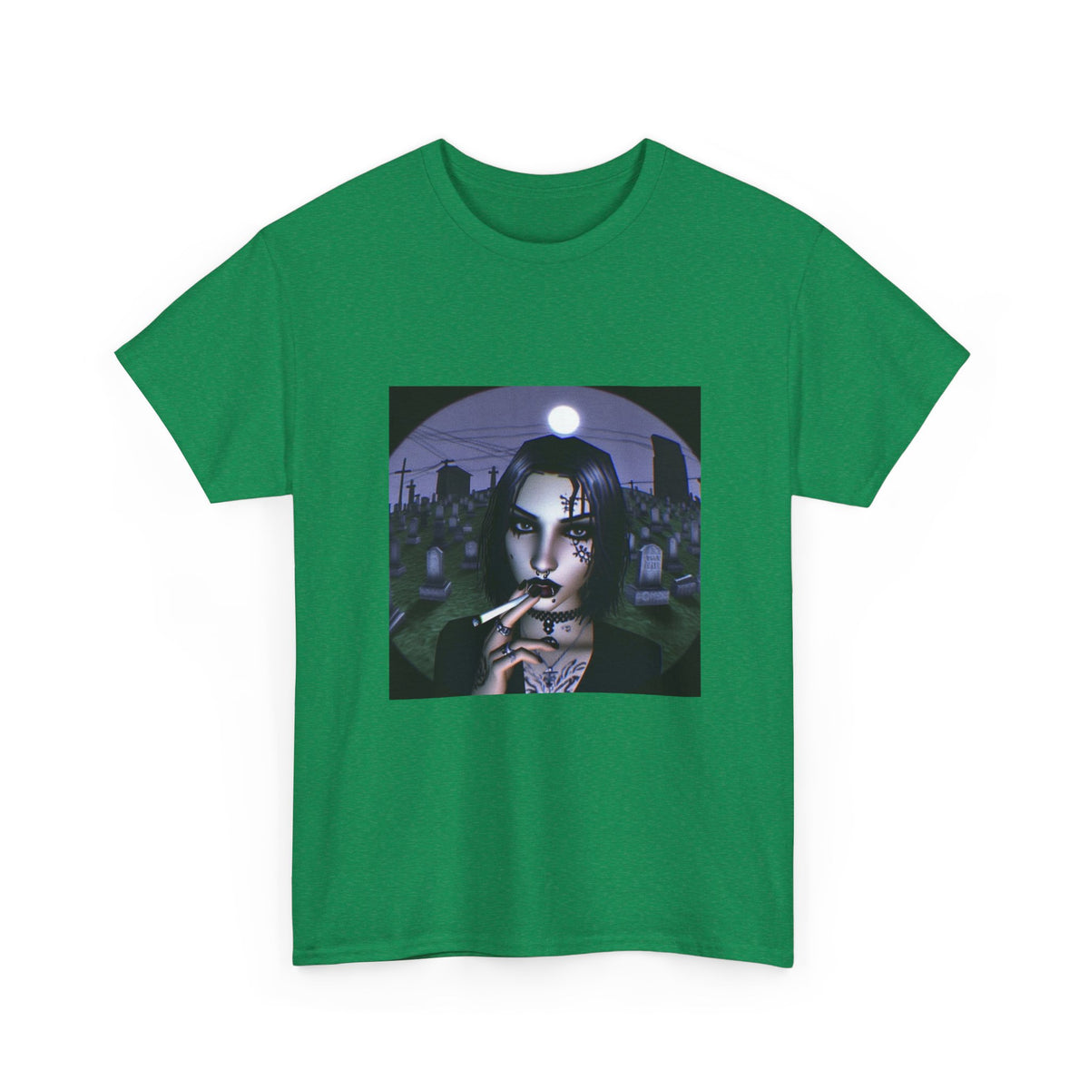 Goth Queen Smoking In Cemetery Moonlight Tee