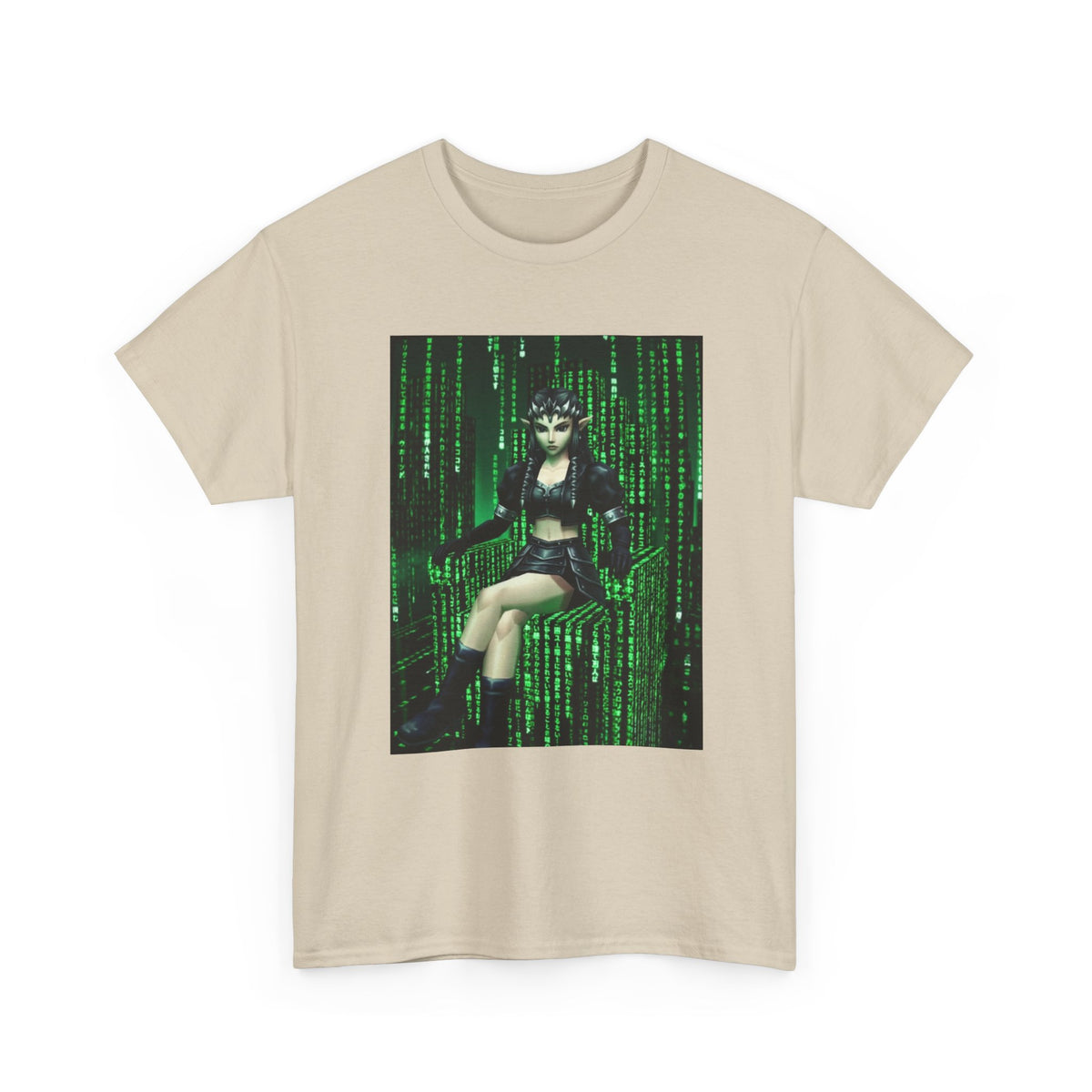 Cyberpunk Elf Queen In The Matrix City Tee