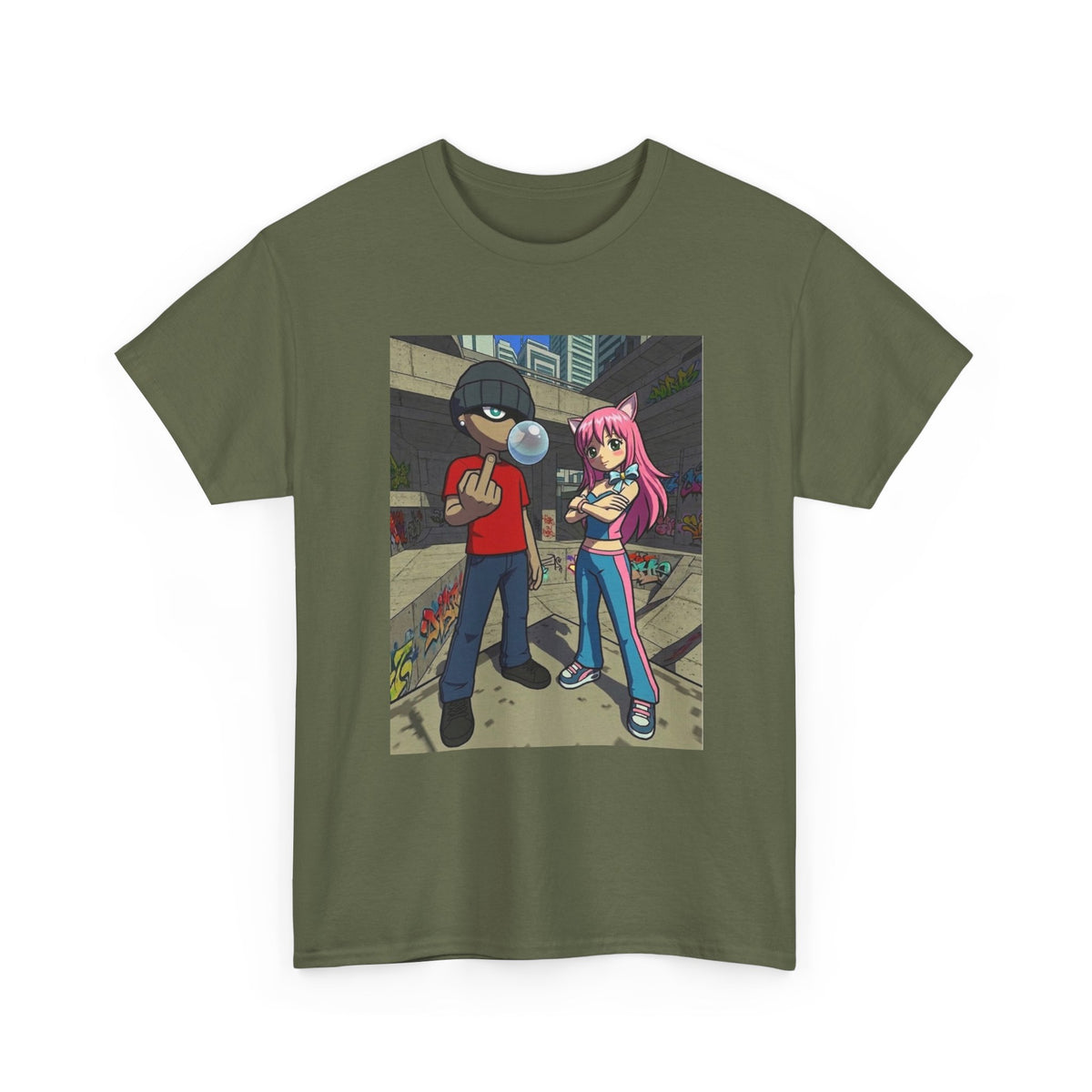 Skater Punk And Kitty Girl In Skater Park Tee