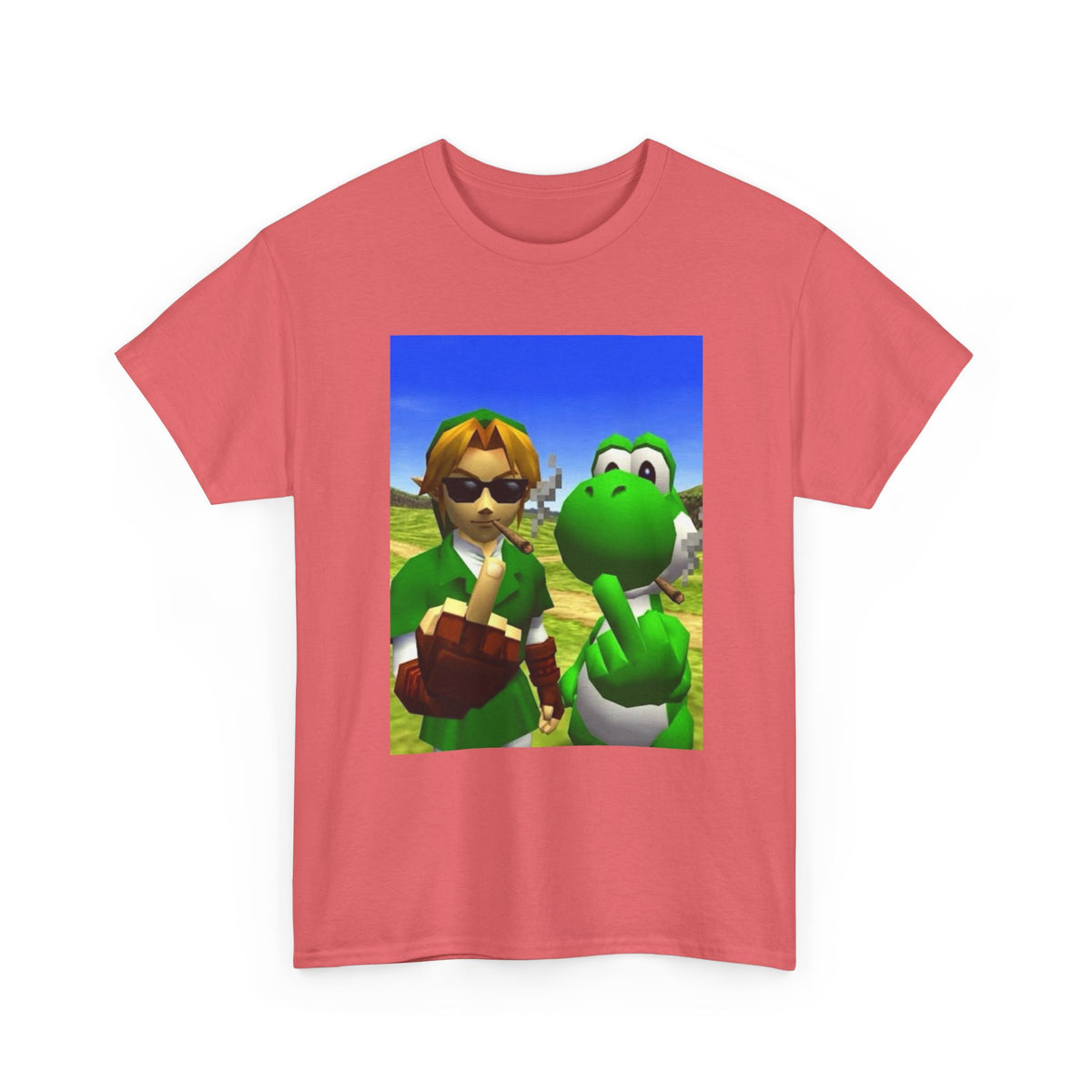 Link And Yoshi Flipping Off The World