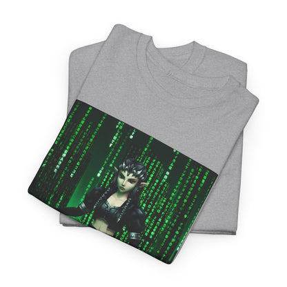 Cyberpunk Elf Queen In The Matrix City Tee