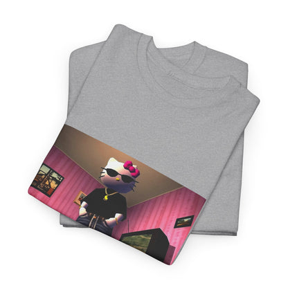 Gangsta Hello Kitty Chillin' In Low Poly Room Tee