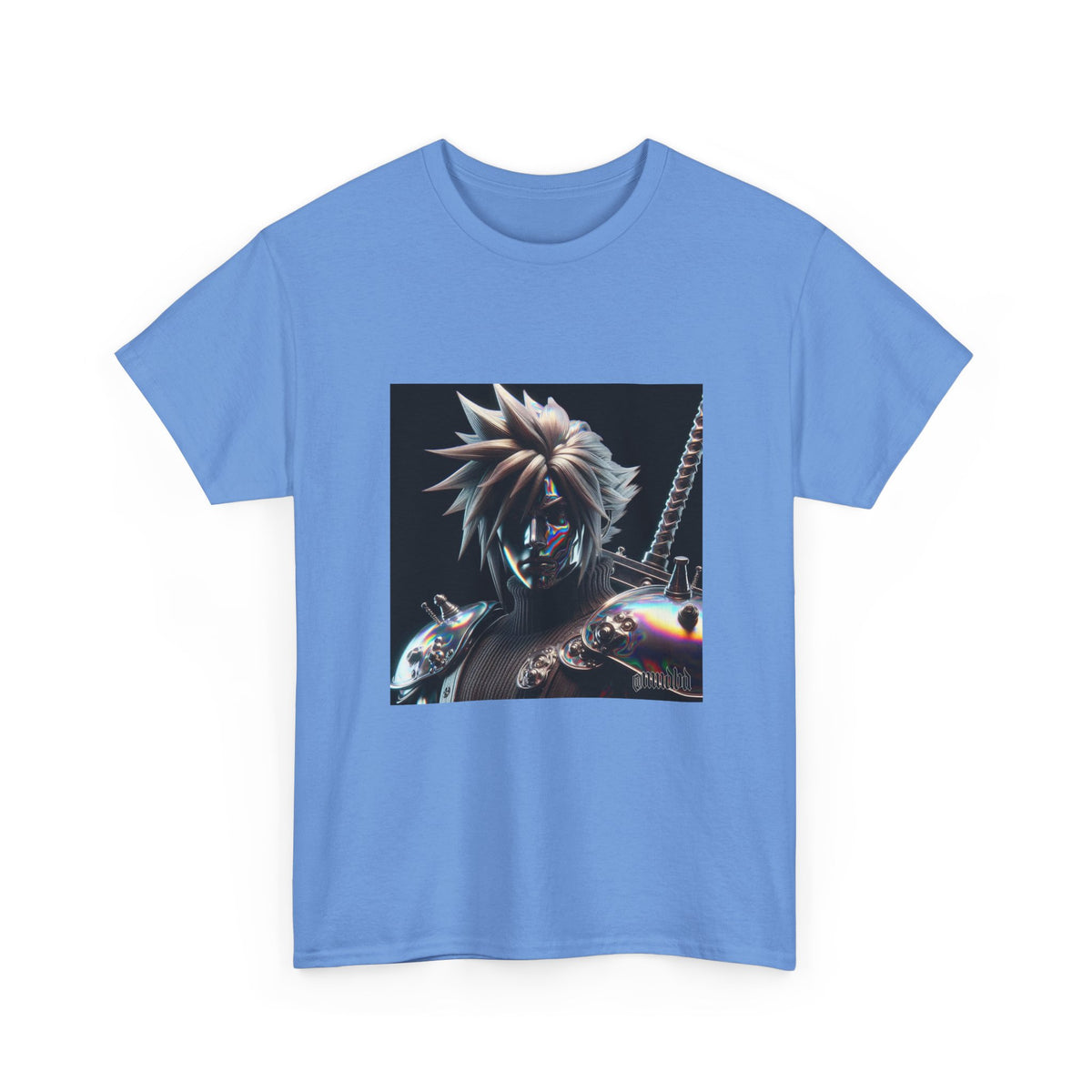 Chrome Spiky-Haired Warrior Reflecting Rainbows Tee