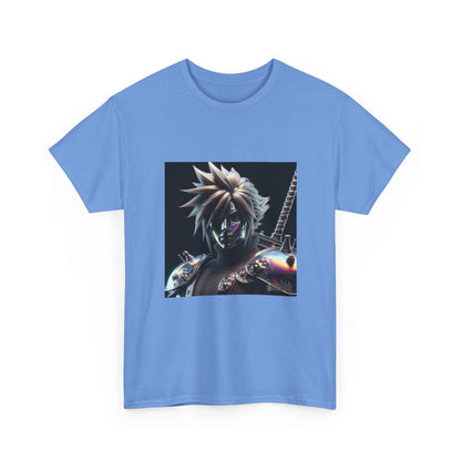 Chrome Spiky-Haired Warrior Reflecting Rainbows Tee