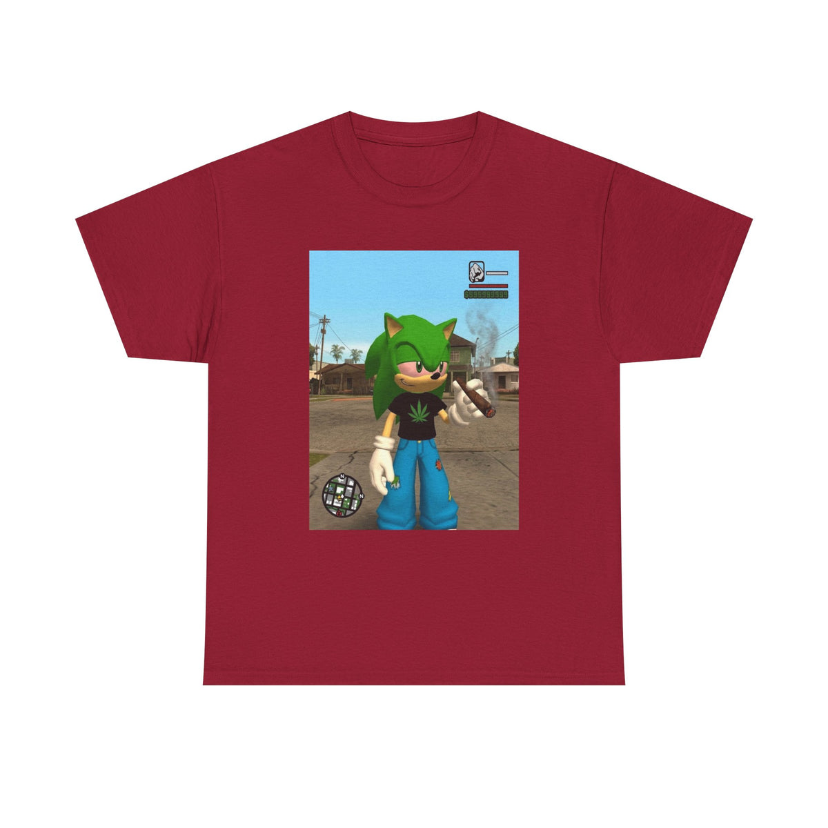 Green Hedgehog Smoking Blunt In San Andreas Tee