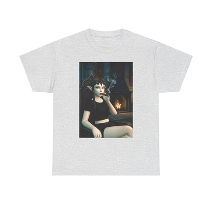 Dark Elf Queen Smoking Cigar By Fireplace Tee