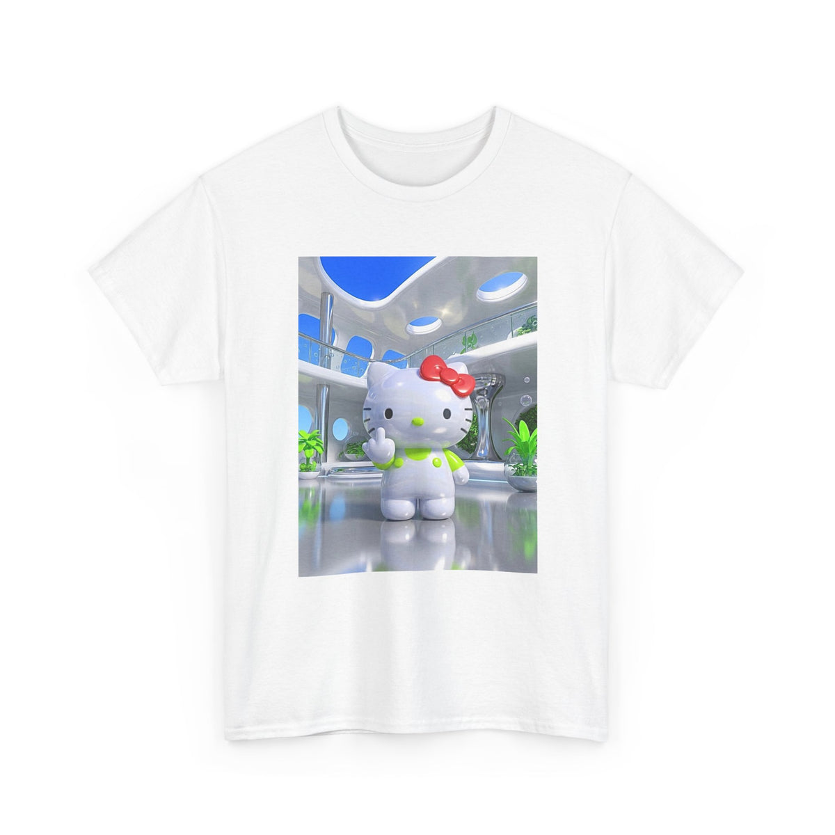Kitty Flips The Bird In Futuristic Lounge