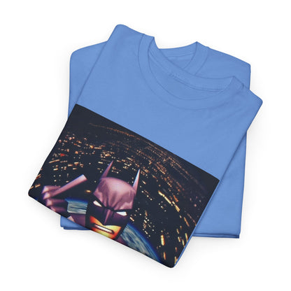 Pixel Batman Soaring Above Earth Tee
