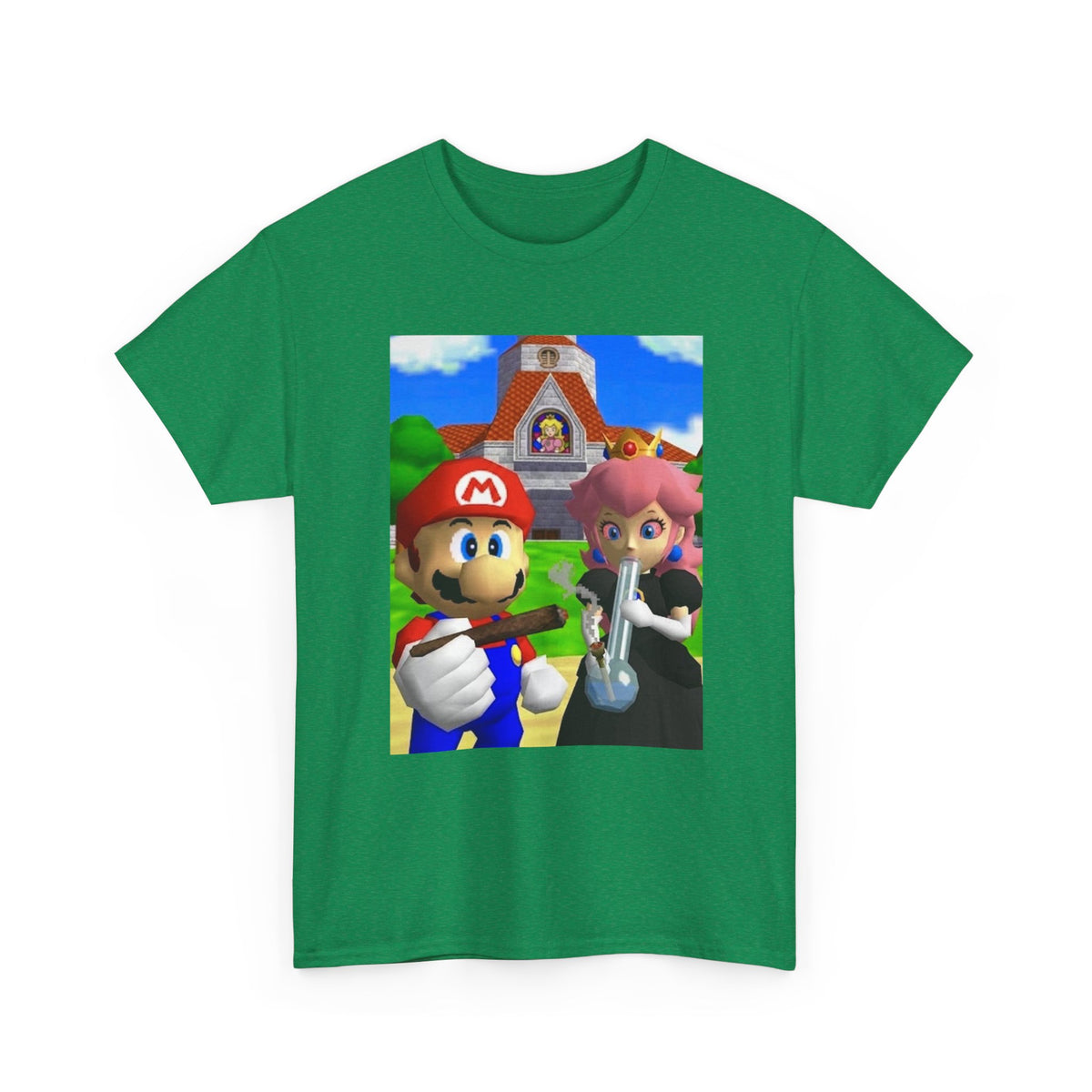 Mario and Peach Puffing Outside Castle