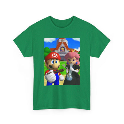 Mario and Peach Puffing Outside Castle