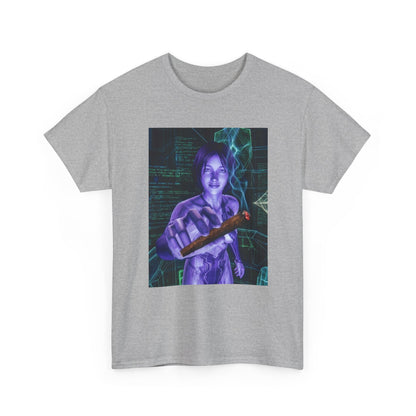 AI Cyber Girl Offering Blunt Tee