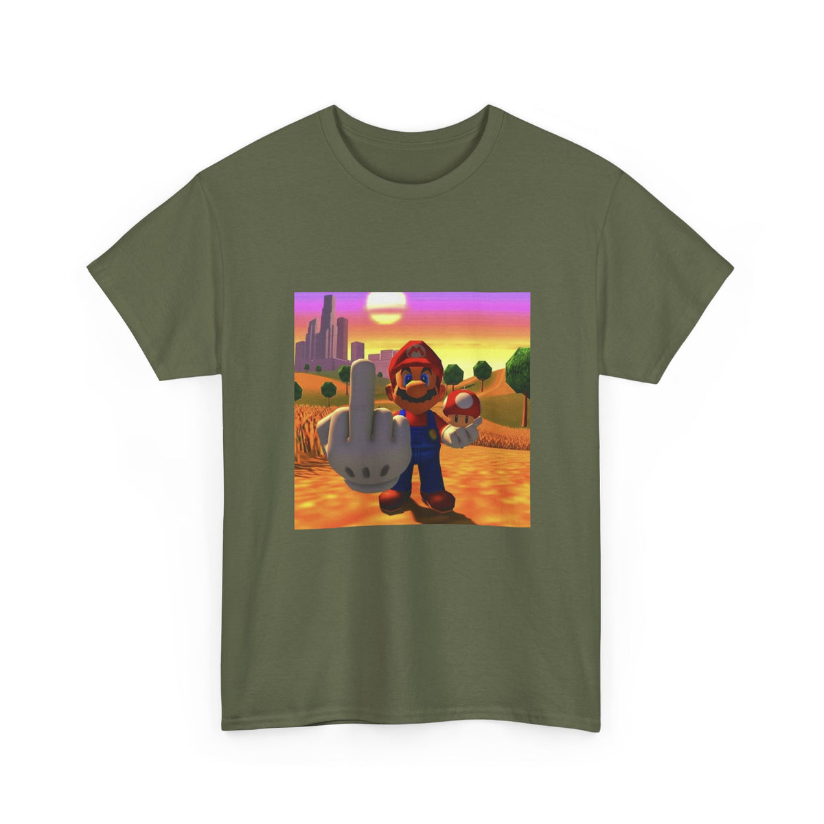 Mario And Mushroom Flipping Off Tee