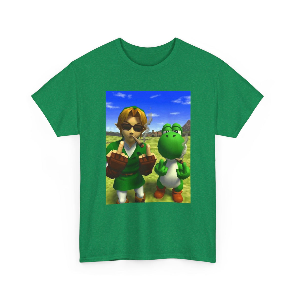 Link And Yoshi Flipping Off The World Tee