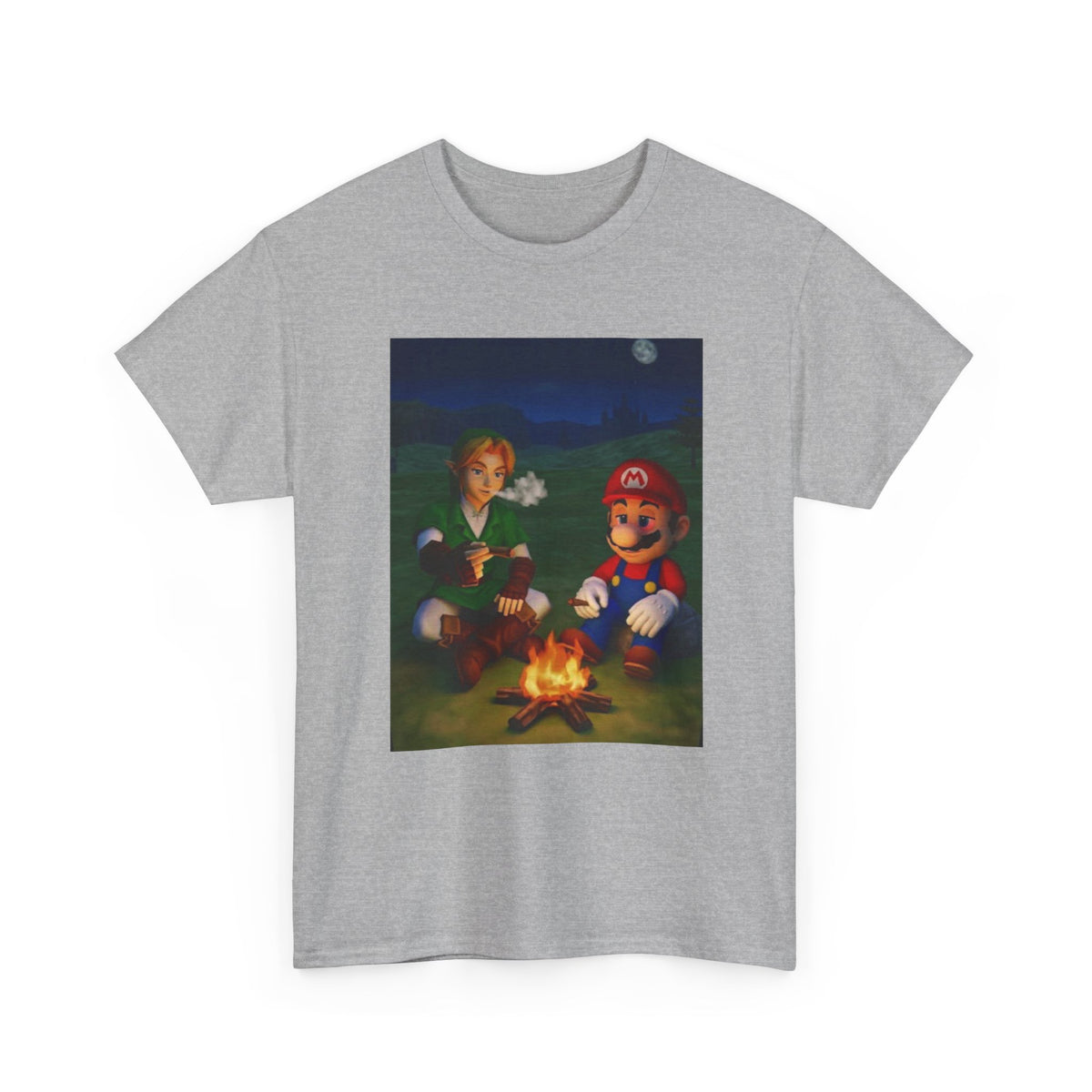 Link and Mario Campfire Smoke Session Tee
