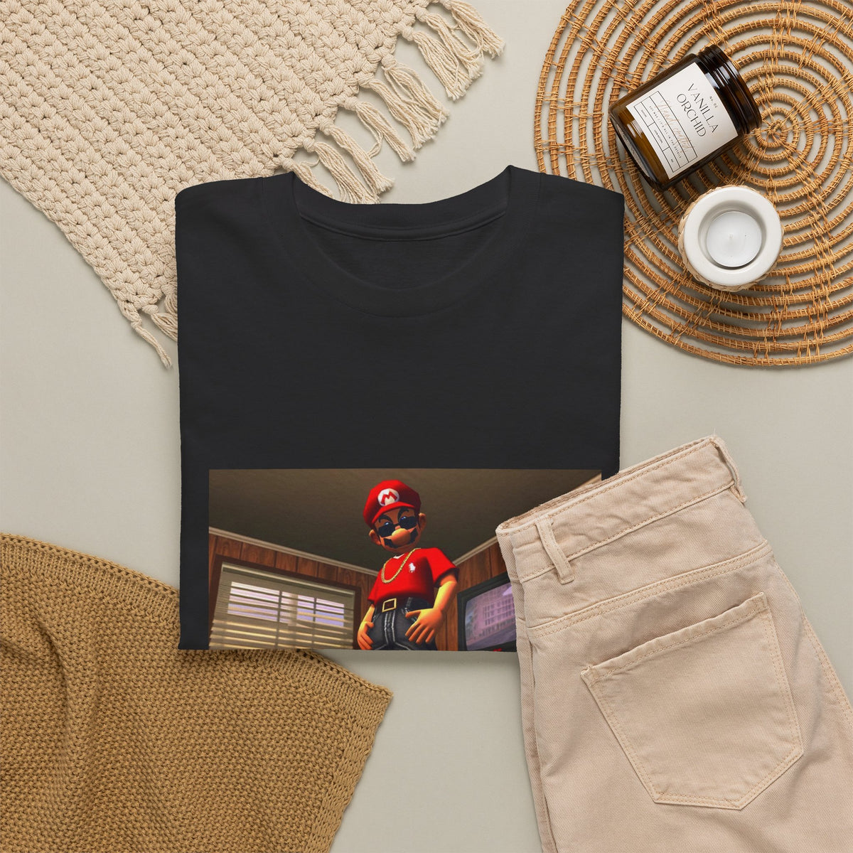Gangster Mario Chillin' In The Crib Tee