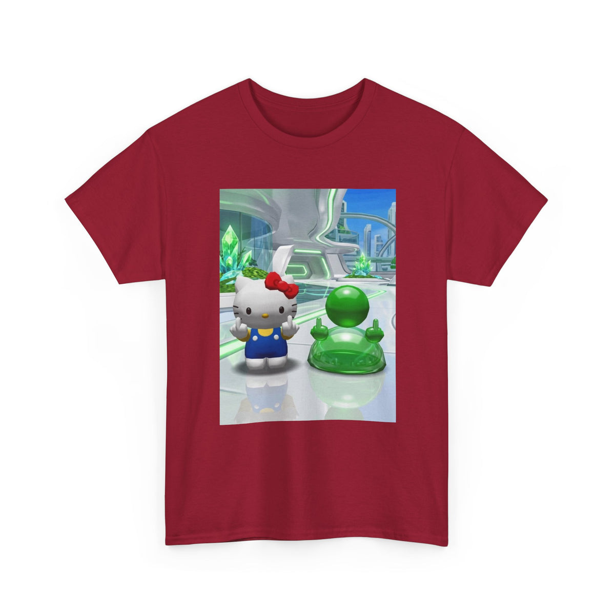 Hello Kitty And Green Blob Flipping The Bird