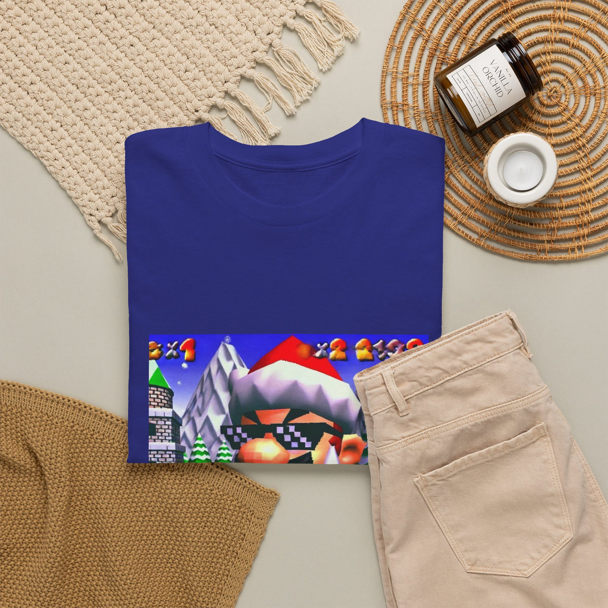 Deal With It Santa Mario Smoking Blunt Tee