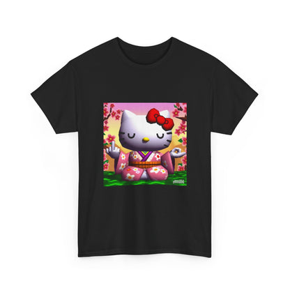 Kitty Meditating and Flipping Bird Tee