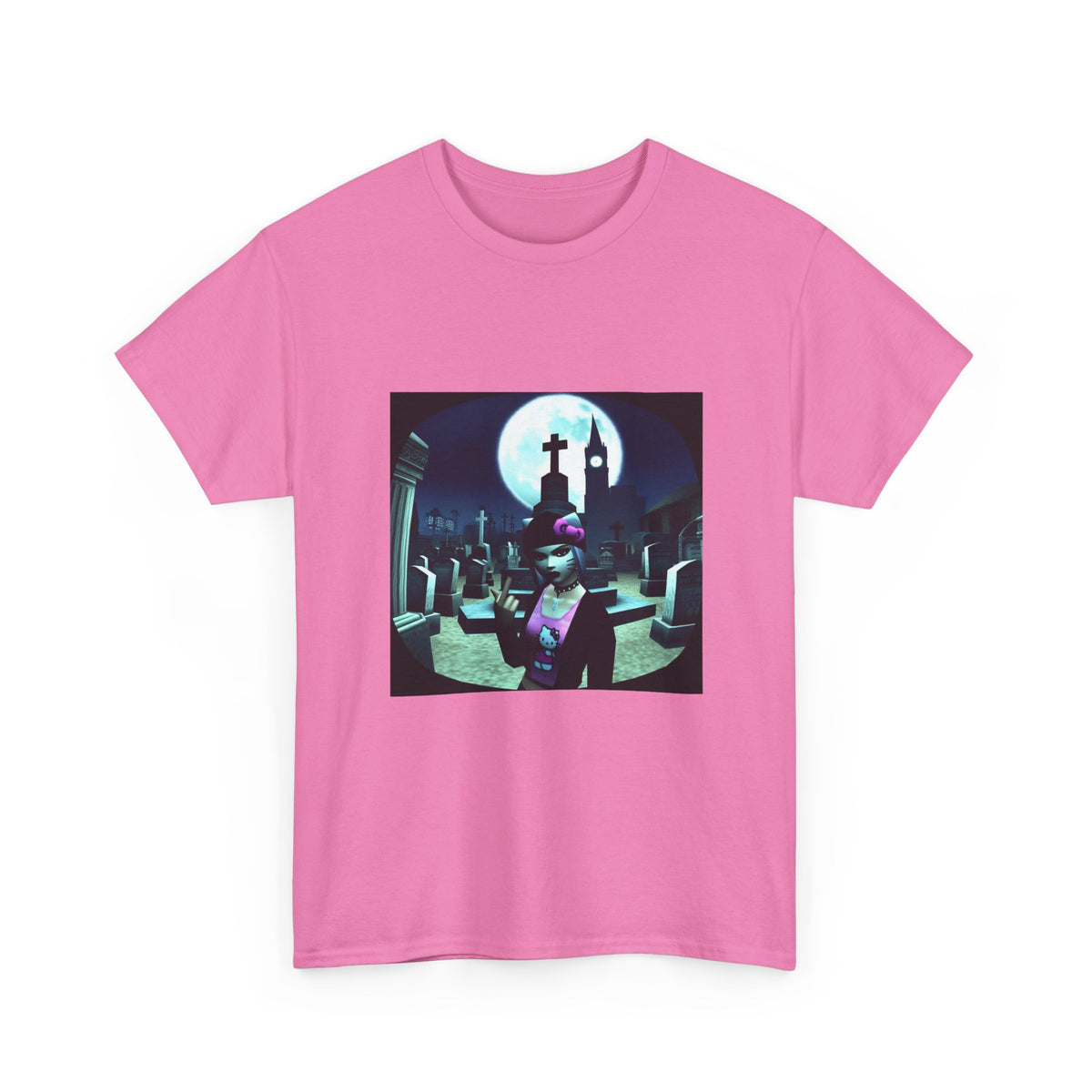 Gothic Hello Kitty Giving Finger Graveyard Tee